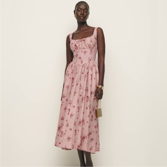 Reformation Dresses & Skirts - 🌸REFORMATION BALIA🌸 Pink Floral Linen Dress size 12. Worn once, like new!